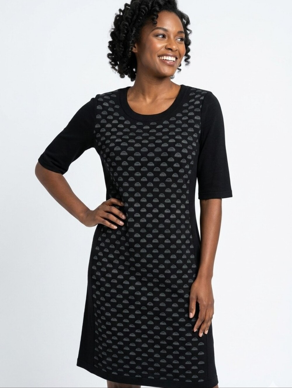 Allison Britteny Elegant Black Laser Cut Patterned Dress